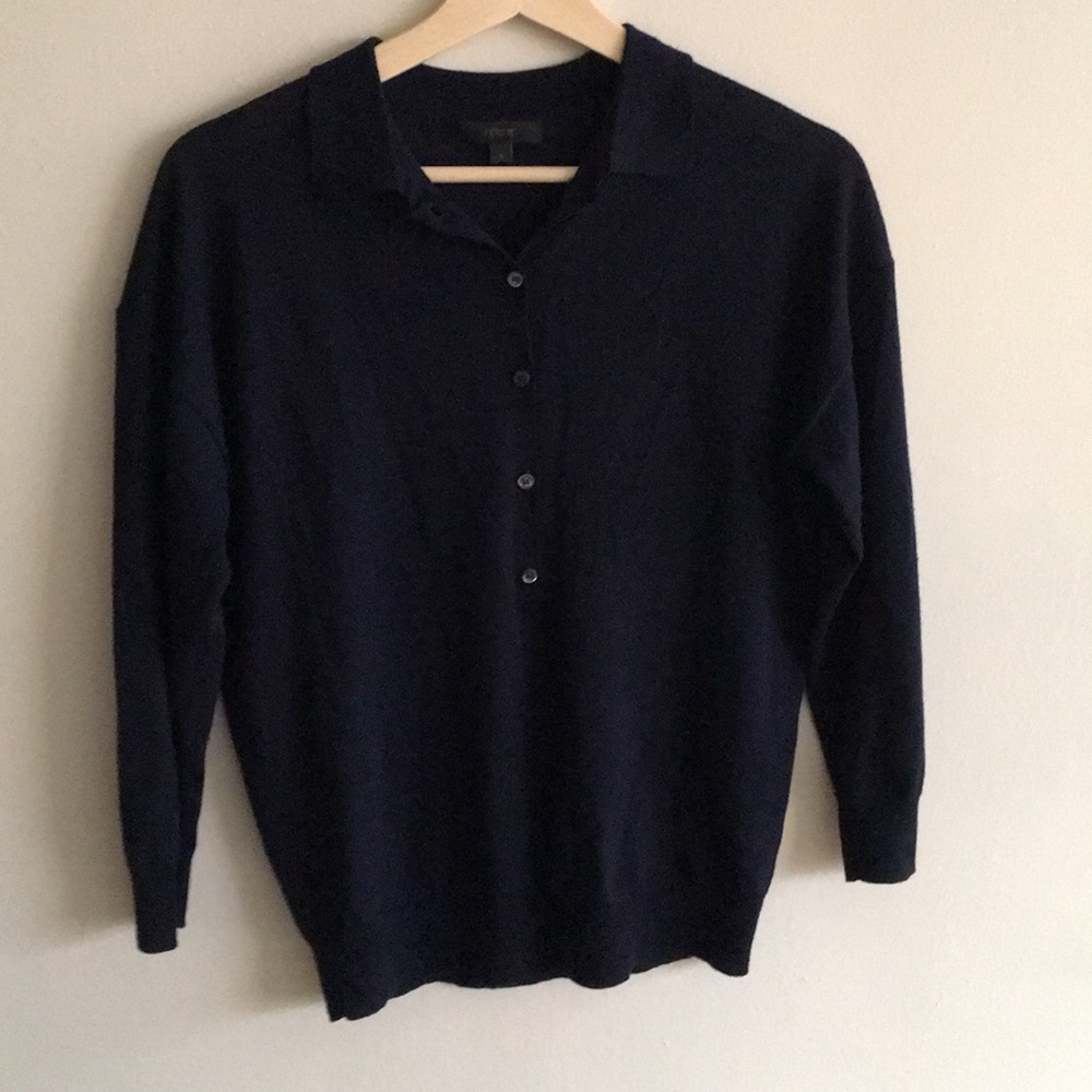 J Crew 100% merino wool henley 3/4 sleeve sweater